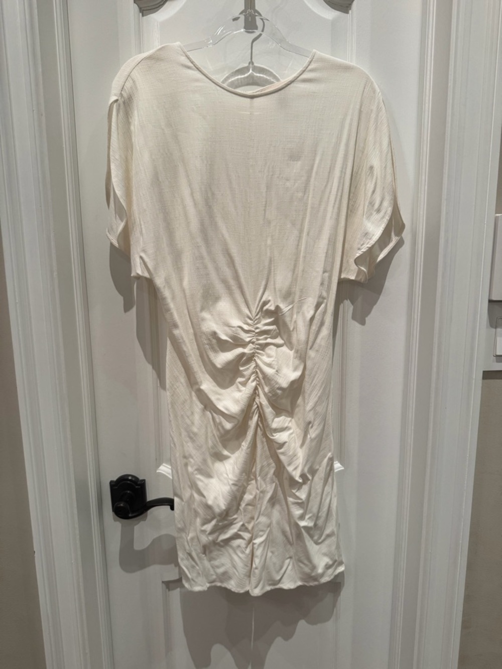 H&M Ruched Short Sleeve Dress in Cream